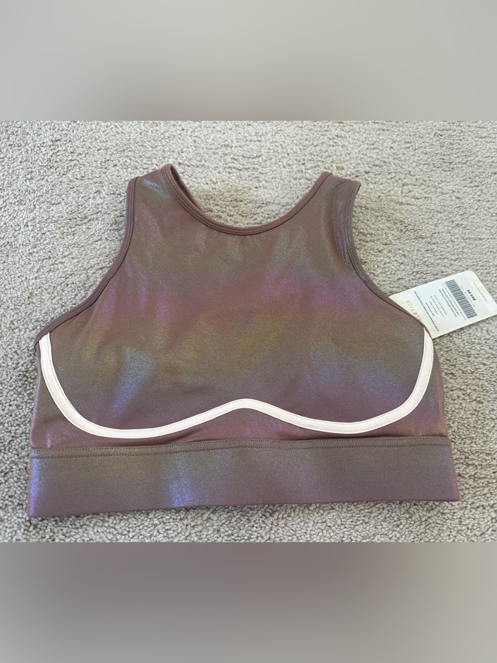 Fabletics Women's Shimmer High-Neck Sports Bra - Iridescent Brown- L